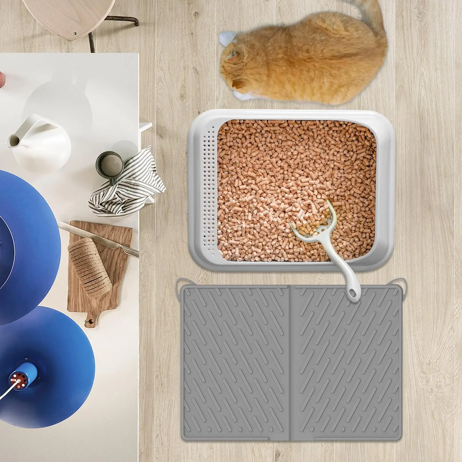 

Cat Litter Mat 24 X17inches Cat Litter Trapping Mat Scratch-Resistant Waterproof Pads For Indoor Corner Feeding Food Water Floor