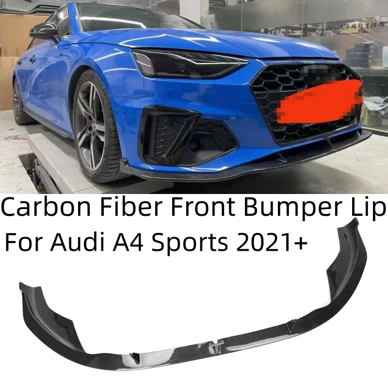 For Audi A4 S4 B9.5 Real Carbon Fiber Front Bumper Lip Chin Spoiler Splitter Accessories