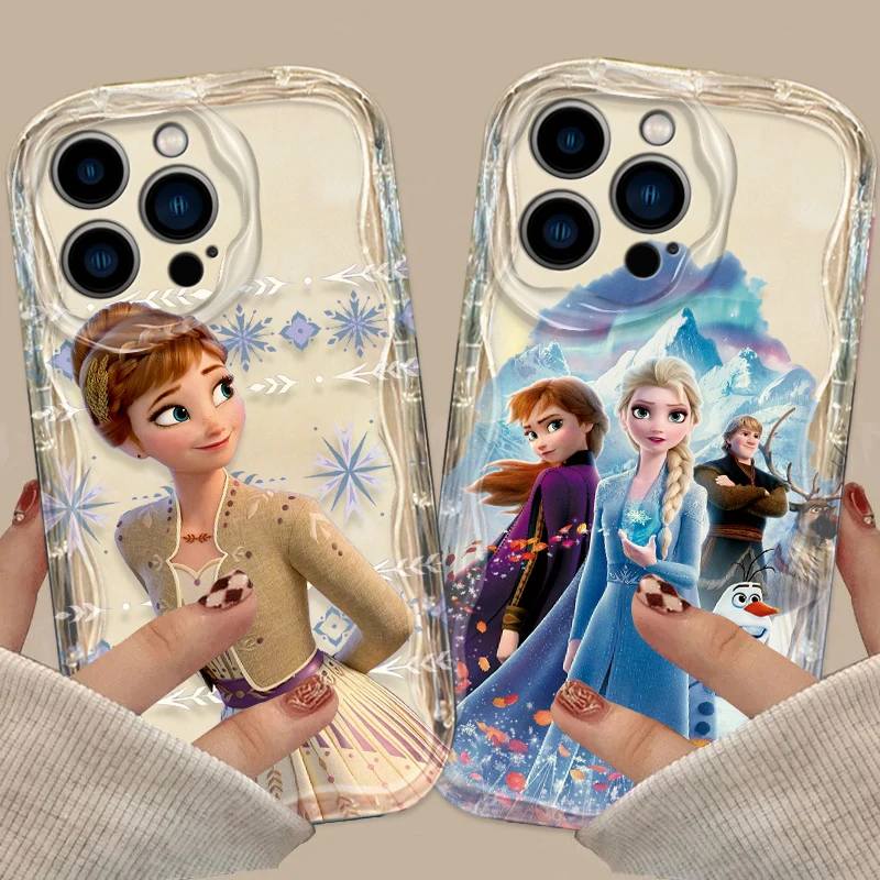 Disney Frozen Elsa Princess Phone case For Apple iPhone 15 14 13 12 11 Pro X XR XS Max Plus 8 7 Plus SE Wave Oil Cover