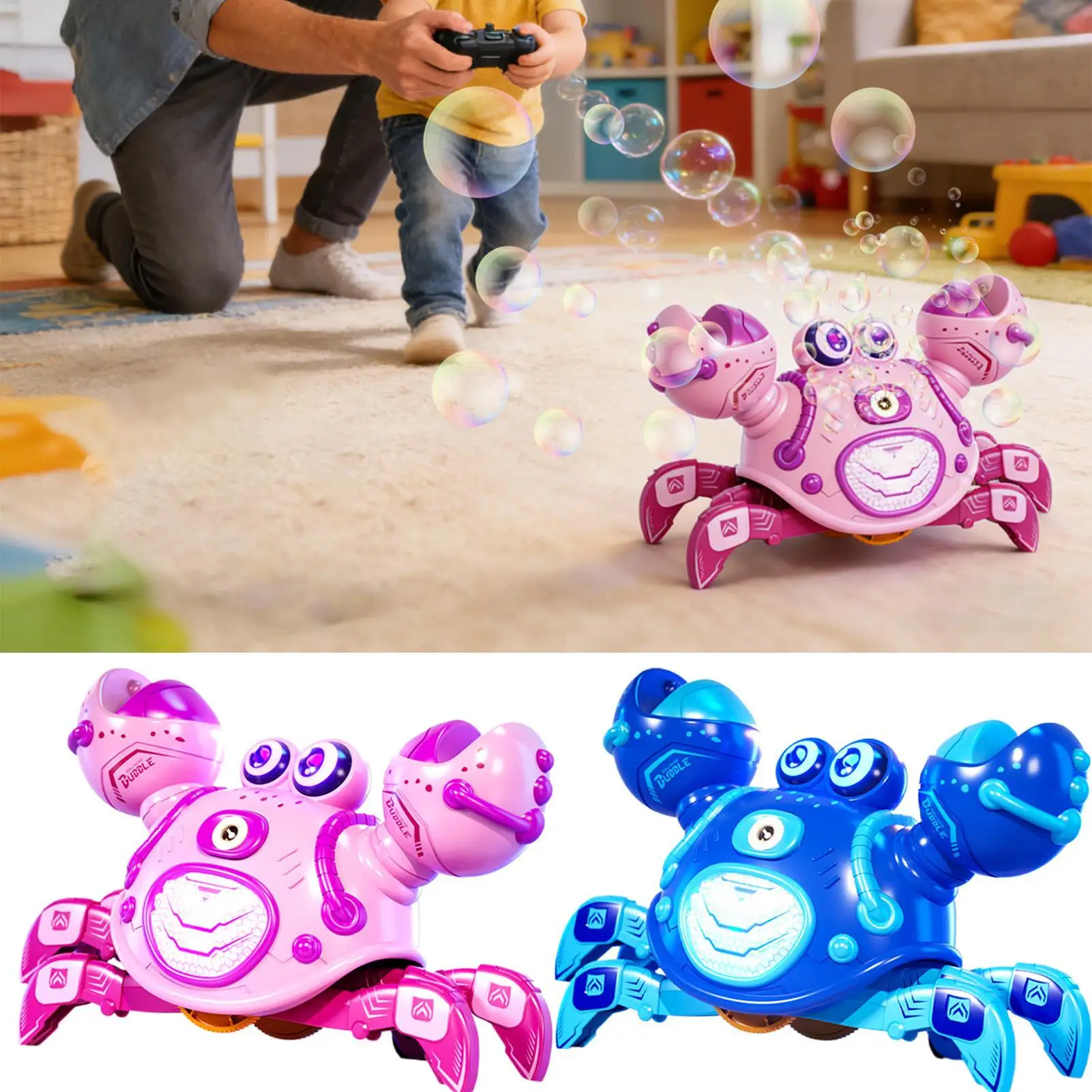 jouet-crabe-rampant-souffleur-de-bulles-avec-telecommande-–-amusant-mignon-et-interactif-Electrique-pour-garcons-filles-et-enfants-utilisation-interieure-et-exterieure