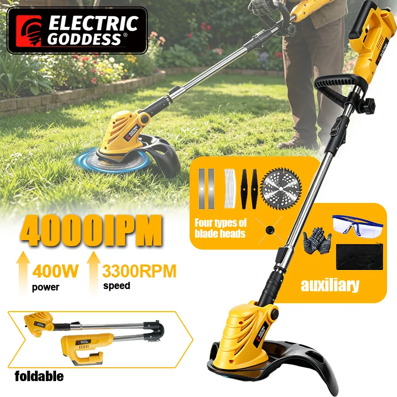 EDOG 28000RPM Brushless Electric Lawn Mower Foldable Grass Trimmer Garden Lawns Pruning Power Tool For Dewalt 20V Battery Pins