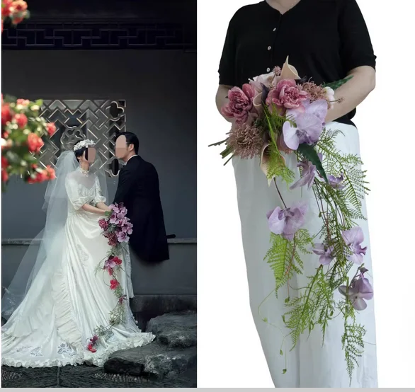 Droplet-shaped bouquet wedding photography props bride wedding artificial flowers hot wedding bouquets girlfriends gift DIY