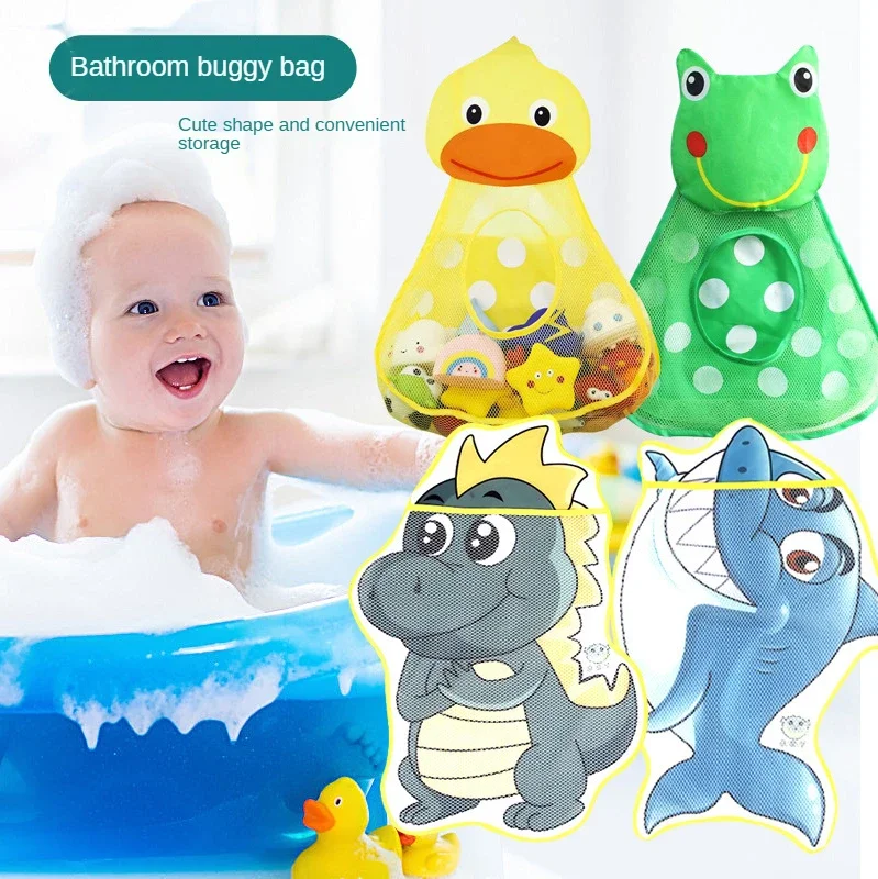 

Baby Bath Toys Cute Duck Frog Mesh Net Toy Storage Bag Strong Suction Cups Bath Game Bag Bathroom Organizer Water Toys for Kids