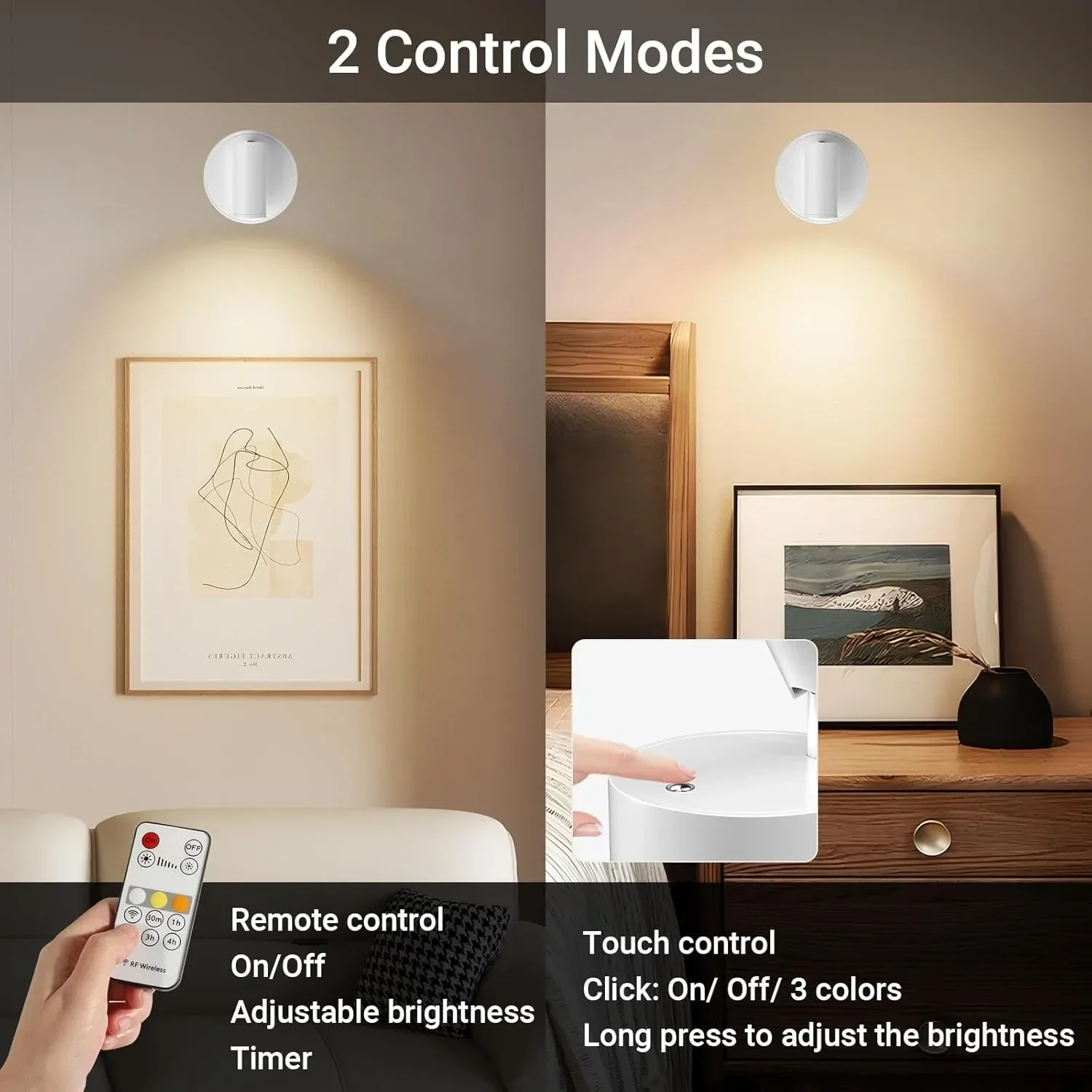 Magnetic Wall Lamp LED Floor Wall Light 2000mAh Rechargeable for Bedroom Live Room Decor No-drill Installation