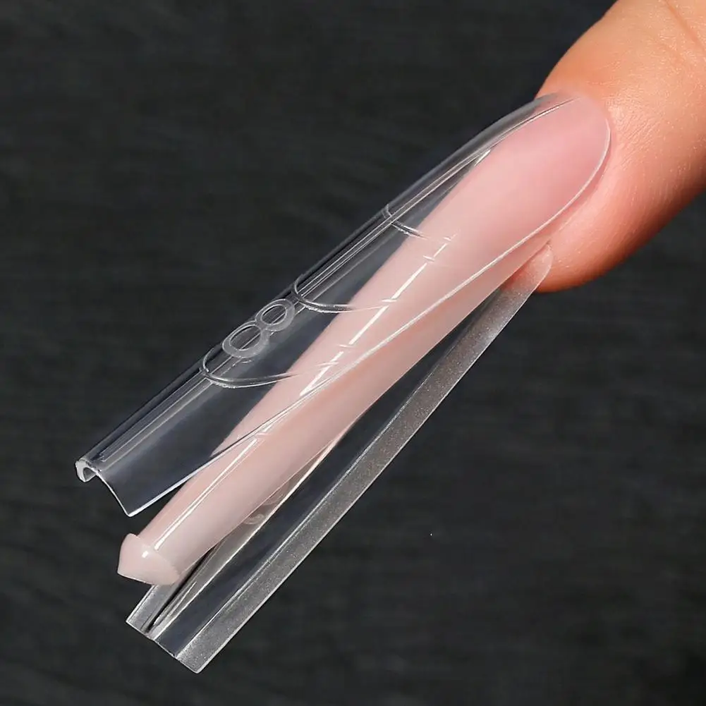 Sandwich formas de uñas duales 240 piezas extensiones transparentes-formas duales ataúd almendra formas de uñas molde superior molde inferior