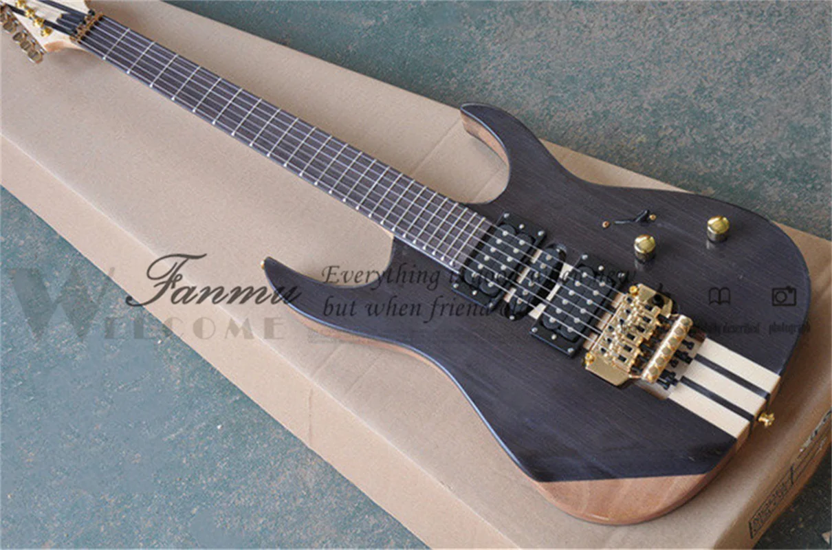 6-string electric guitar, techno veneer, maple through mahogany body, tremolo bridge, HSH pickups