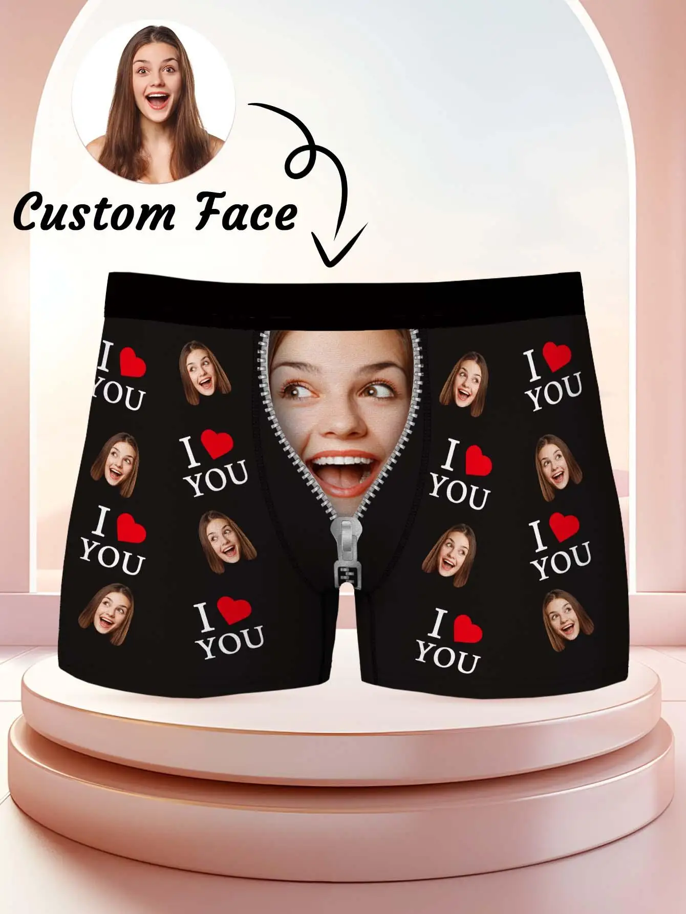 Custom Photo Mens Boxer Briefs Personalized Face Underwear Funny Gift for Boyfriend Husband Anniversary Birthday Valentines view 2