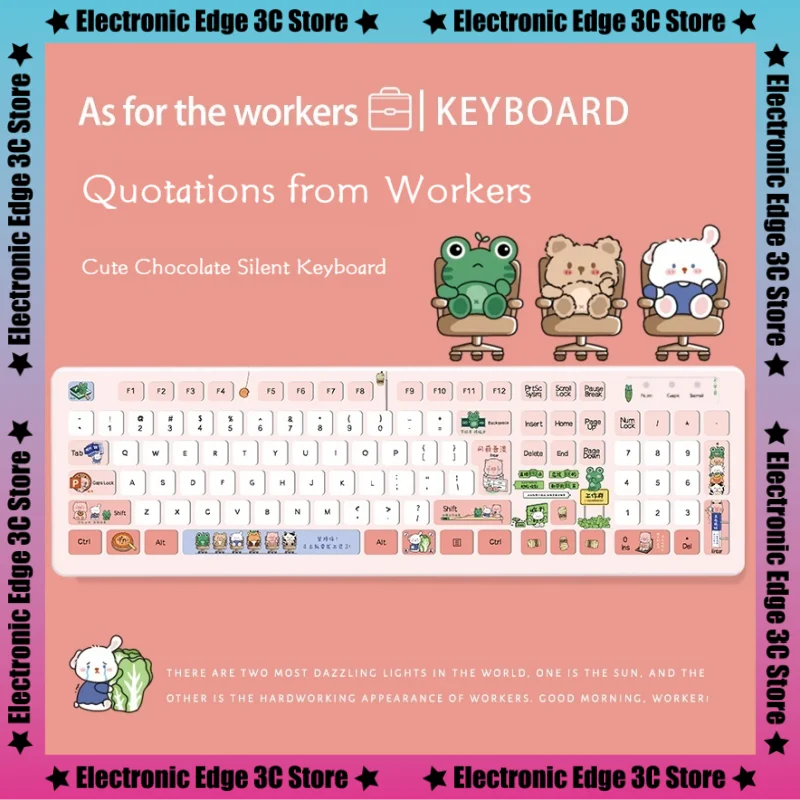 

Reboto Personalized Creative Theme Keyboard Wireless Wired Cartoon Female Office Computer Laptop Silent High Appearance Keyboard