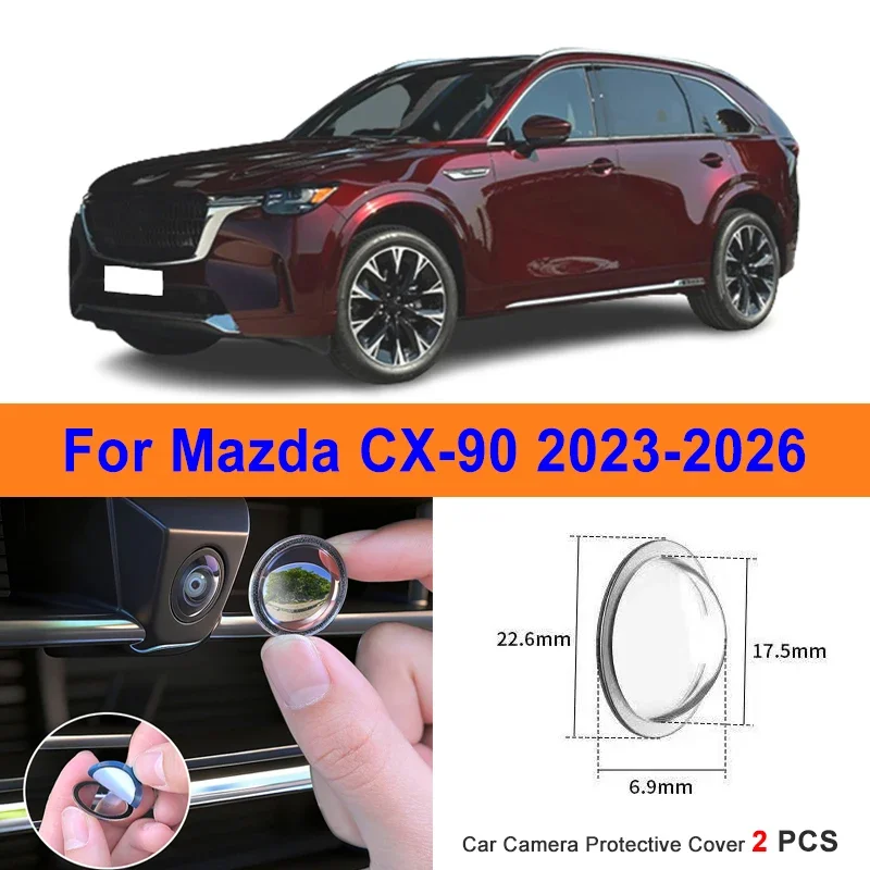 

360 Reverse Image Car Camera Cover Anti-Scratch PC Lens Protector Stickers For Mazda CX-90 2023-2026 2Pcs