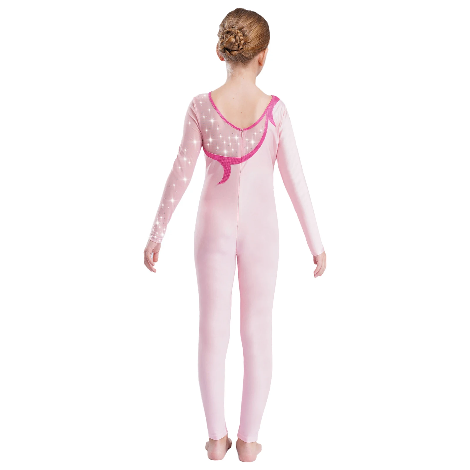 أطفال بنات كتلة اللون بذلة لامعة الباليه ملابس رقص الجمباز تجريب كامل الجسم البدلة الجمباز الشكل التزلج أداء زي