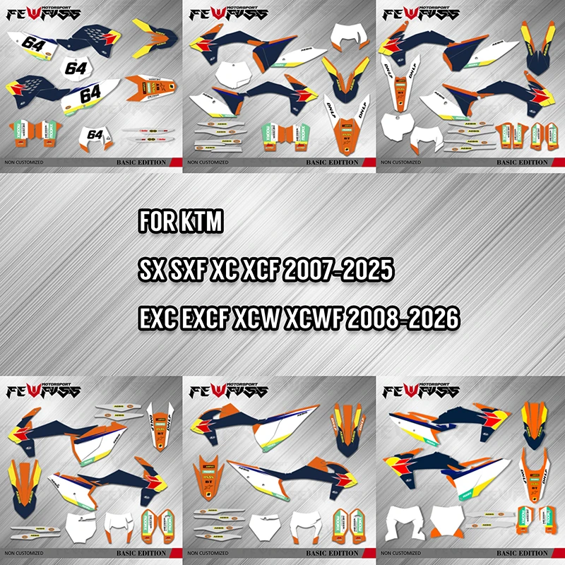 Fewfuss Custom Factory Graphics Kits For KTM SXF XCF 2007-2025 EXC XCW 2008-2026 SX65 16-22 SX85 18-24 Motorcycle Decal Sticker