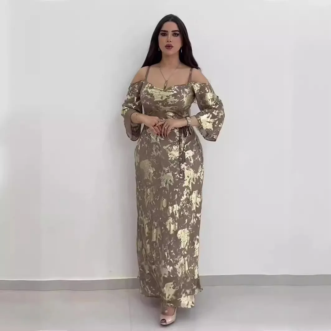 

Printed Camisole Dresses for Women Slim-fit Long Dress Abayas for Women Dubai Abaya Turkey Arabic Muslim Dress Women Vestidos