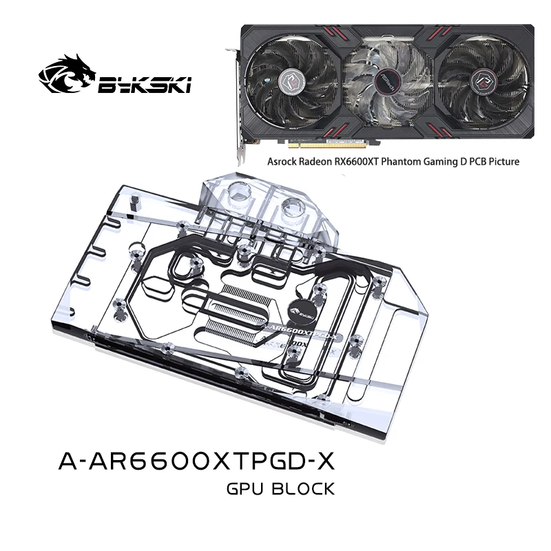 Bykski-Bloque de GPU A-AR6600XTPGD-X para Asrock Radeon RX6600XT, tarjeta de vídeo Phantom Gaming D, radiador de cobre refrigerado por agua