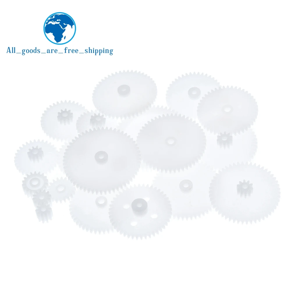 TZT 58pcs/bag J293Y Plastic 0.5 Module Gears White Micro DC Motor Toys Gears DIY Combination Parts