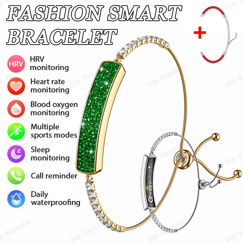 Mode luxe femmes Bluetooth Bracelet intelligent dames Fitness bande de sport fréquence cardiaque sang oxygène moniteur de Stress Bracelet intelligent