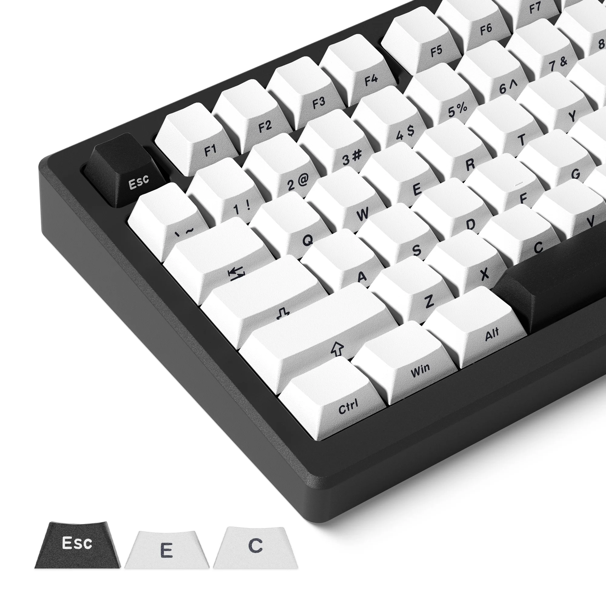 XVX Side Print White/Black Keycaps Double Shot Cherry Profile PBT Key Cap Set for Mechanical Keyboard Gaming Keycaps