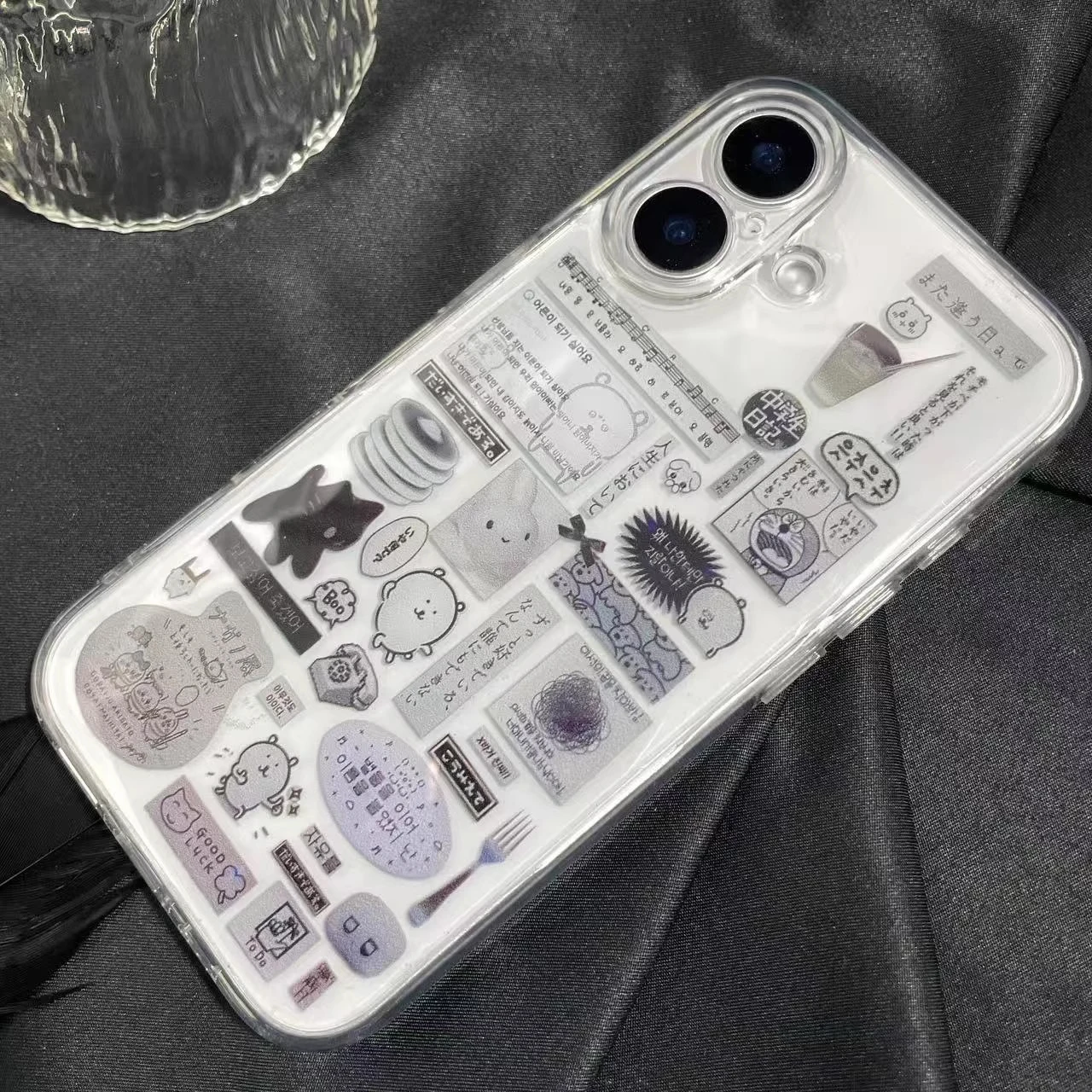 Cozinha japonesa criativa coringa urso colagem dos desenhos animados bonito caso de telefone para iphone 16 15 14 13 12 11 pro max xs 7 8 plus mini capa