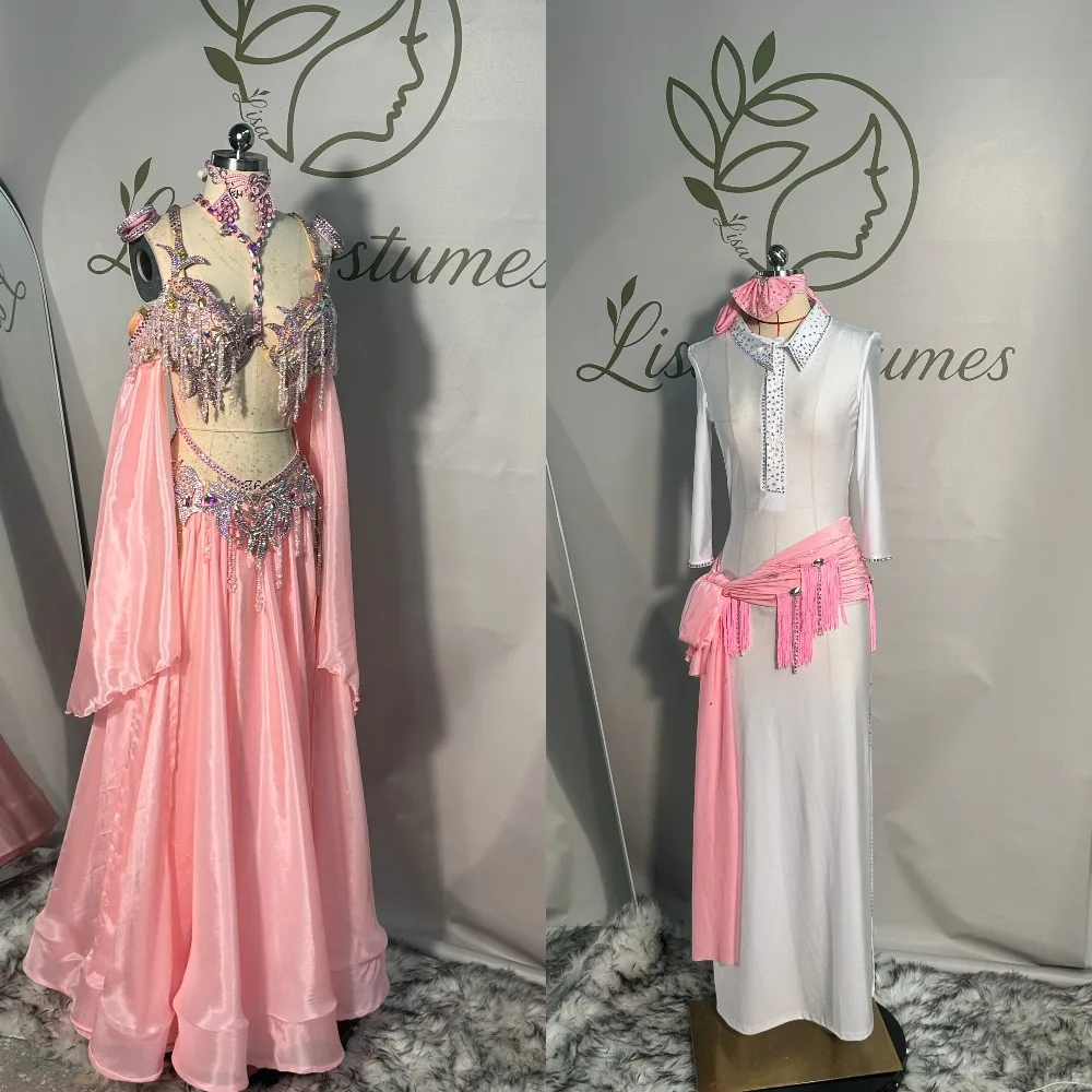 Customized Eastern Bellydance Wear Indian Clothes Women Group Stage Wear Belly Dancing Bra and Skirt Oriental Dance Costumes
