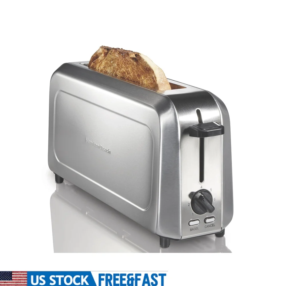 

Stainless Steel Long Slot Toaster 2-Slice Capacity with Bagel Button Toast Boost Easy Clean Slide-Out Crumb Tray