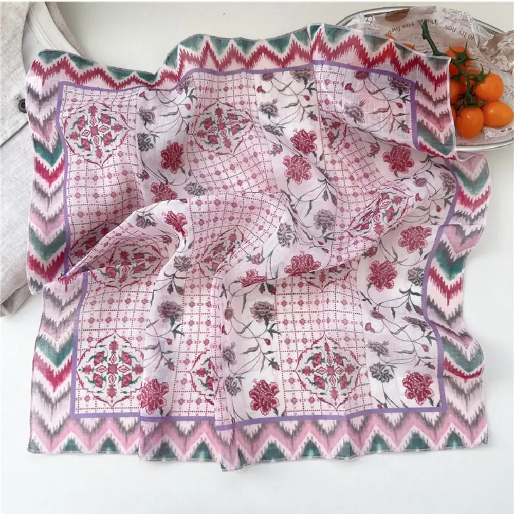 

Cashew Small Square Scarf Flower Blue White Printed Silk Scarf Headband Scarf Hair Band Square Handkerchief Scarf Accessories