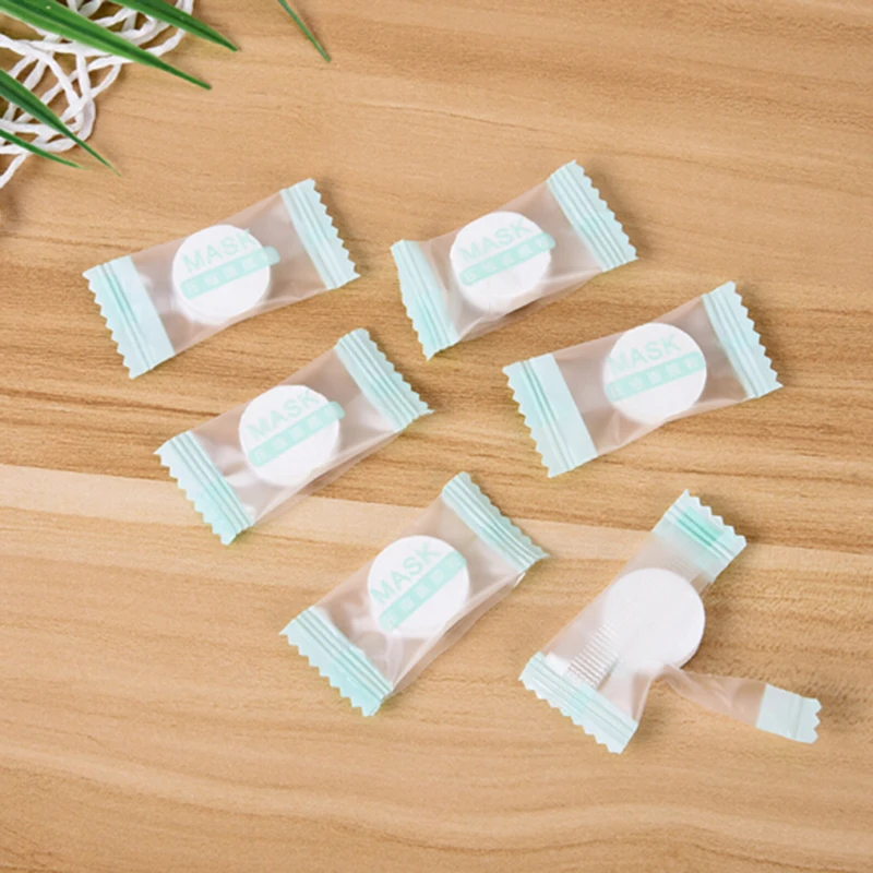 30pcs Disposable Compressed Facial Mask Portable Travel Non-woven Face Mask Skin Care Cotton Wrapped Masks Paper