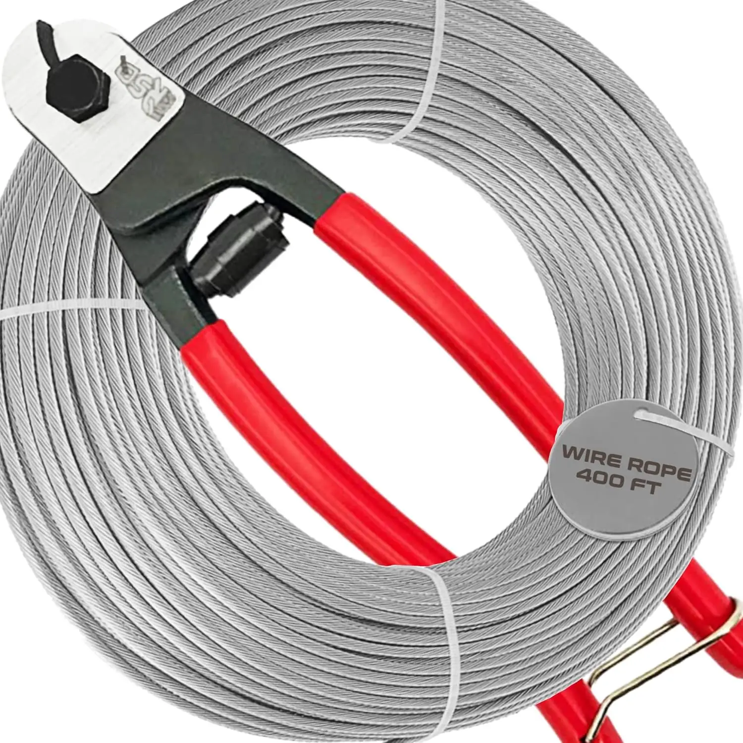 Cortadores de corda de fio de aço inoxidável resistentes + cabo de aço inoxidável de 400 pés Hardware de trilhos de cabo de deck de 1/8 polegadas. Inox St