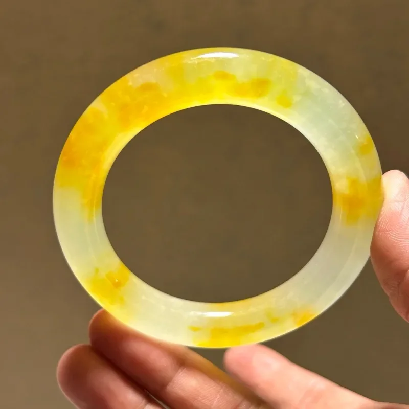 

Jade Bracelet, High Ice Yellow Bracelet, Ice-permeable Quartzite Jade Bracelet Jewelry
