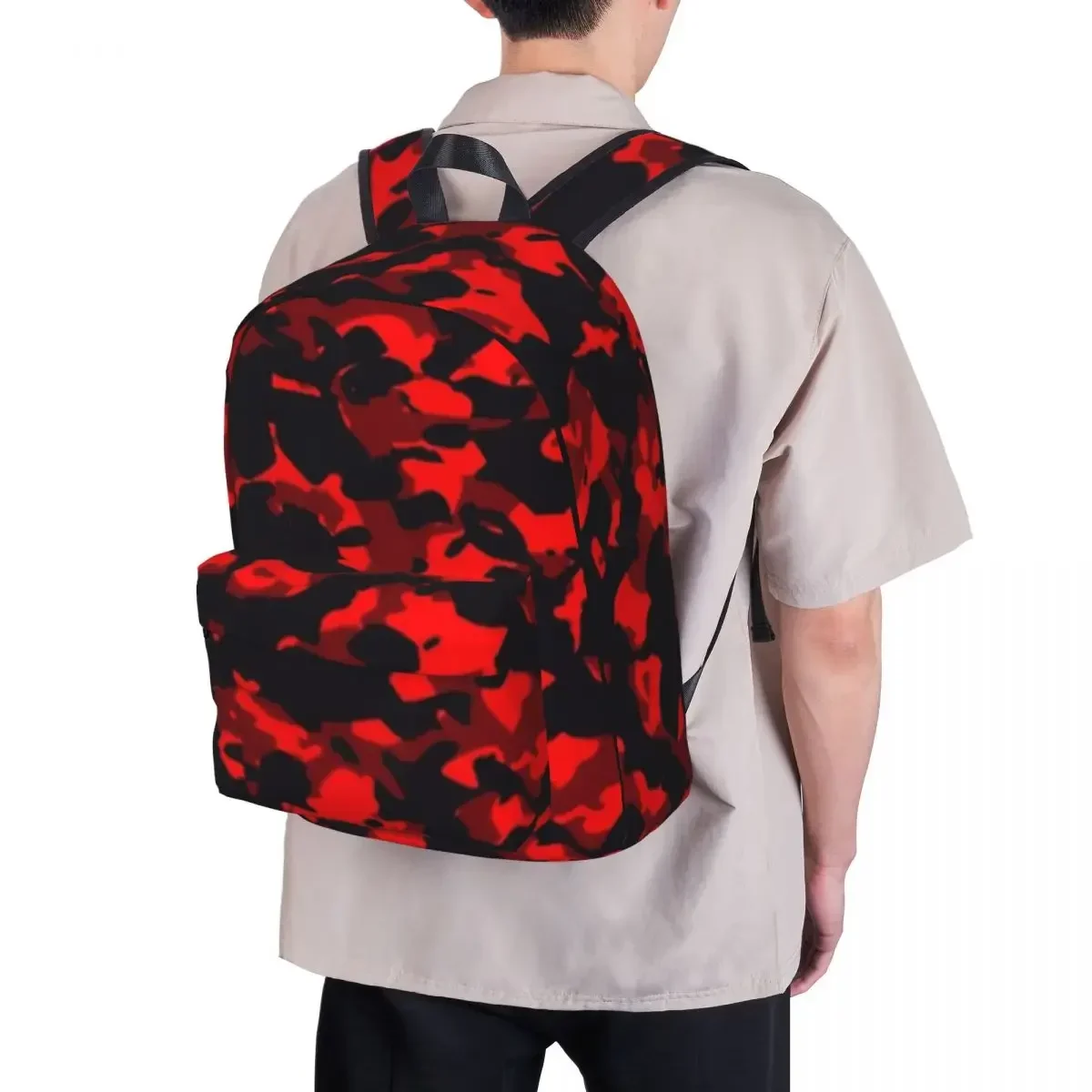 Black Red Camouflage Camo Woman Backpacks Boys Girls Bookbag Casual Children School Bag Portability Laptop Rucksack Shoulder Bag