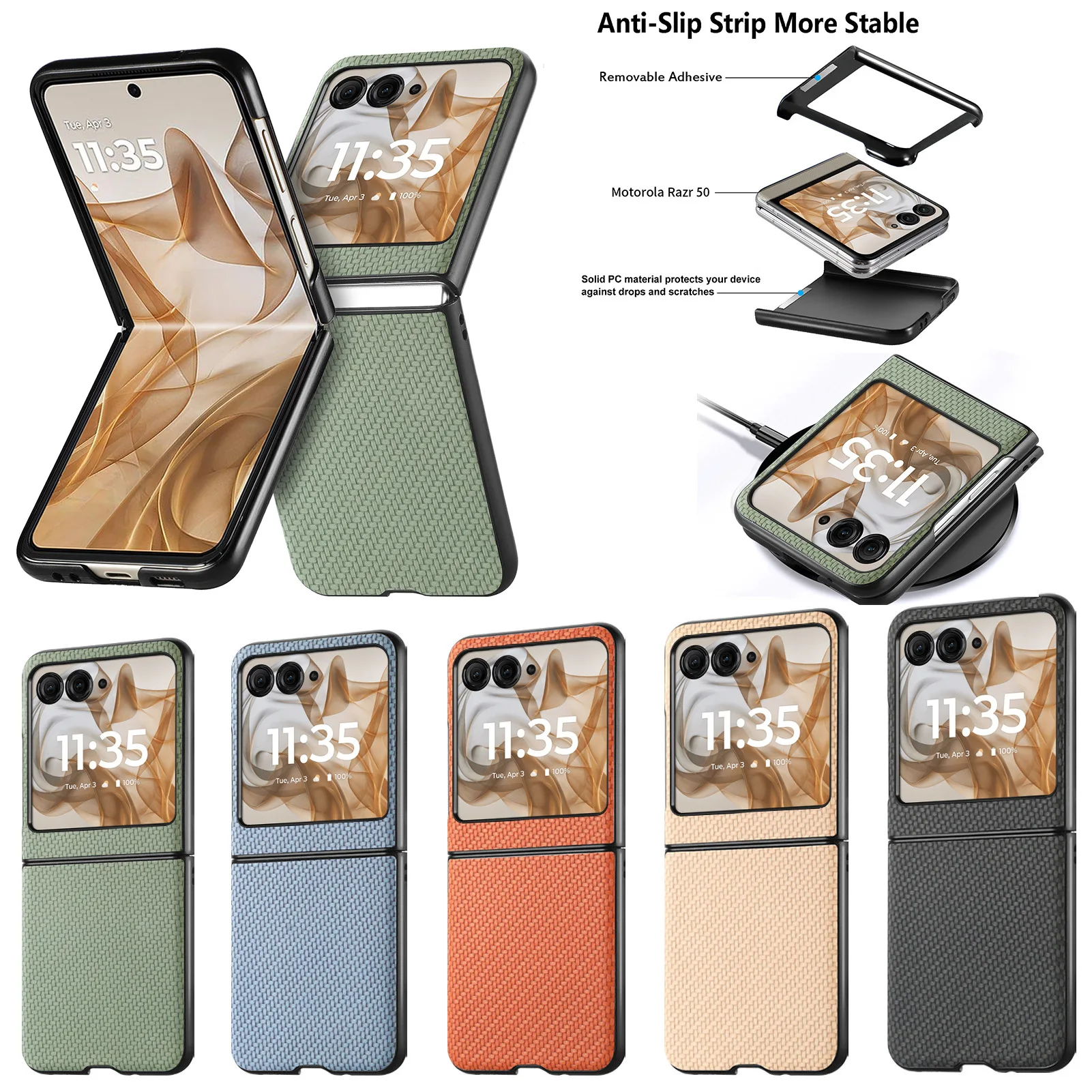 Funda de teléfono de cuero de lujo estilo fibra de carbono para Motorola Razr 60 50 40 Ultra para Moto Razr 60 Ultra Razr50 contraportada XL008