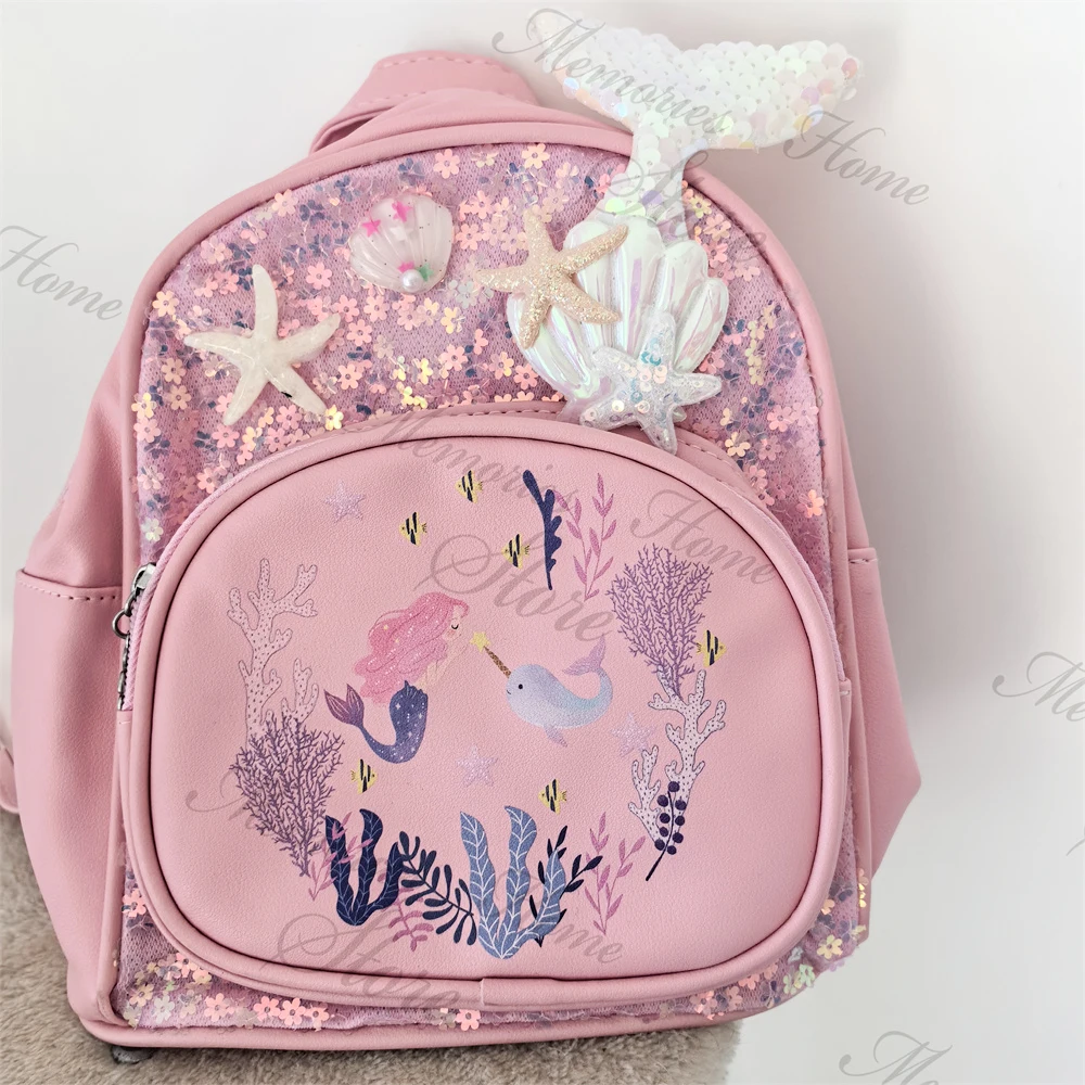 

Girl's Kindergarten Cute Mermaid Backpack Personalized Your Name Lightweight Baby Outdoor Snack Backpacks Custom Kids Gift Bag