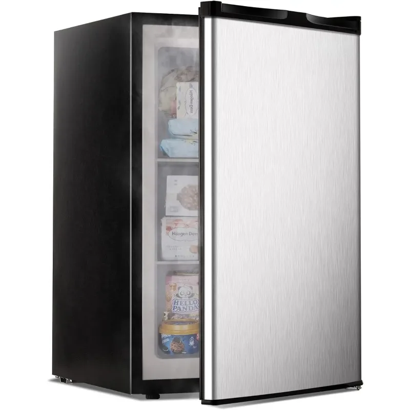 

Upright freezer, 3.0 Cubic Feet, Single Door Compact Mini Freezer with Reversible Stainless Steel Door,