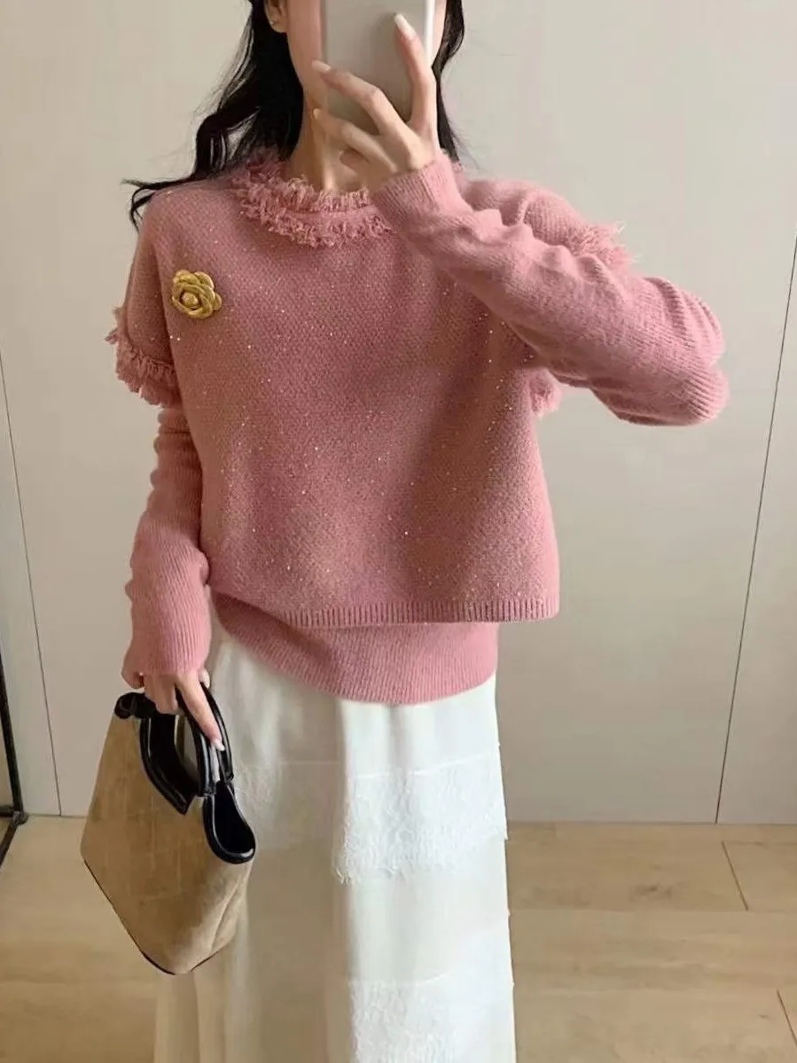 

Модный женский комплект с круглым вырезом: топ и брюки в стиле Gentle Wind, весенняя новинка, омолаживающий эффект, трендовая внутренняя одежда