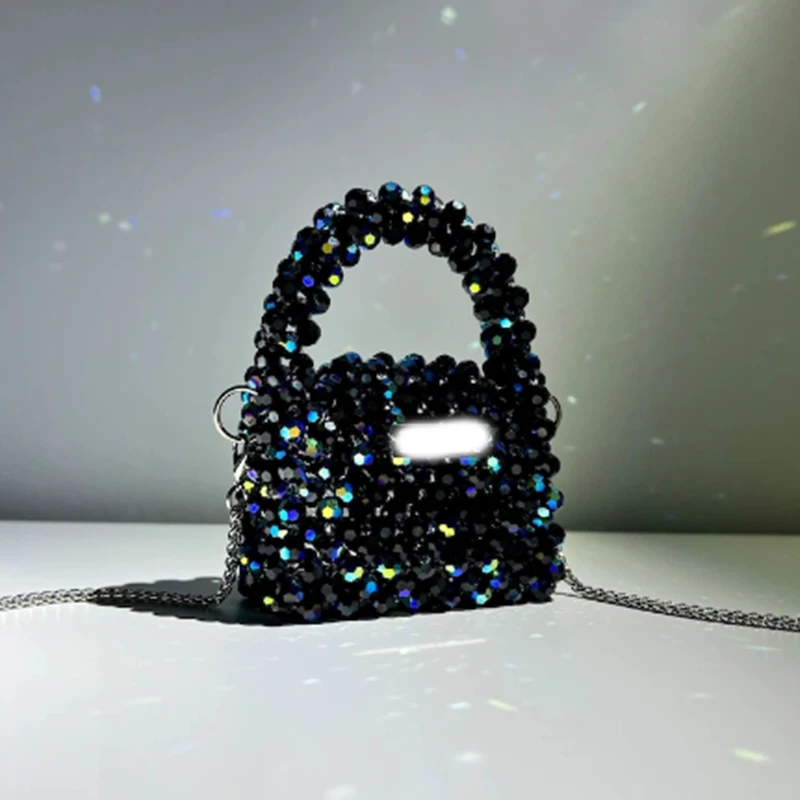 New Shiny Crystal Bead Women\'s Bag Luxurious High-end Banquet Party Chain Crossbody Bags Handmade Custom Color Shoulder Handbag