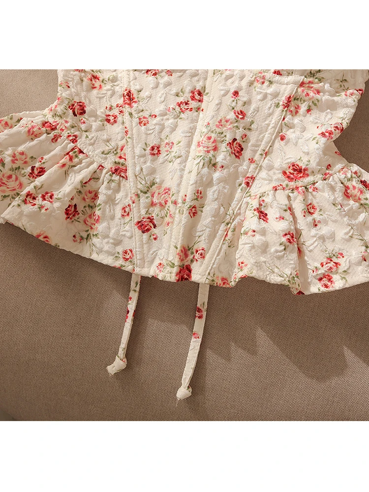 مثير الأزهار الدانتيل تقليم حزام سترة الصيف أبلى جديد جميل با التعادل الأعلى المرأة Faion تنفس ort طول تانك الأعلى