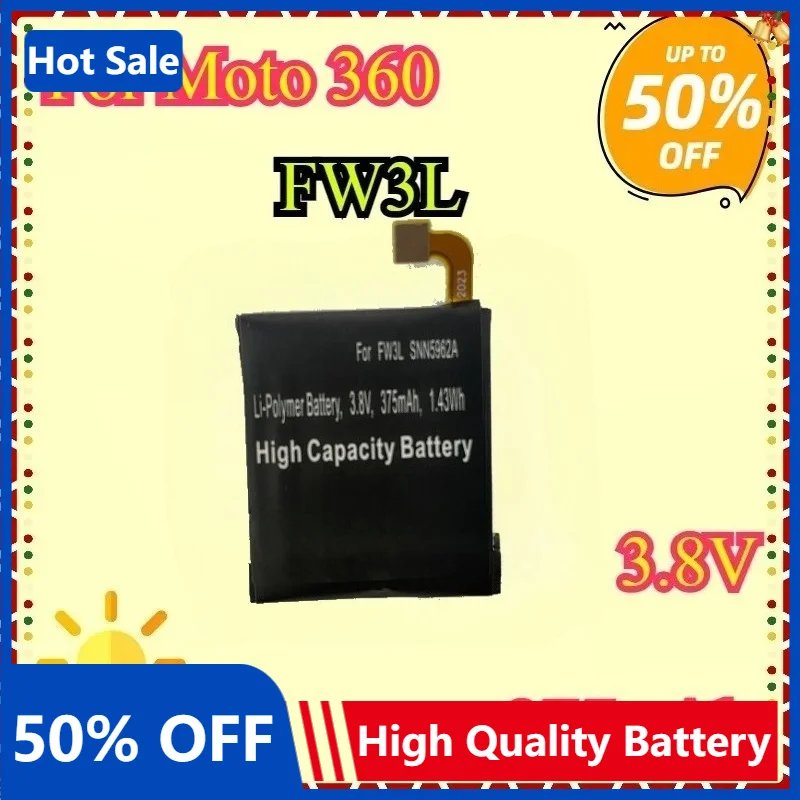 New High Quality 3.8V 375mAh Battery for Motorola SNN5962A 360 Gen 2 46MM FW3L Smartwatch Battery