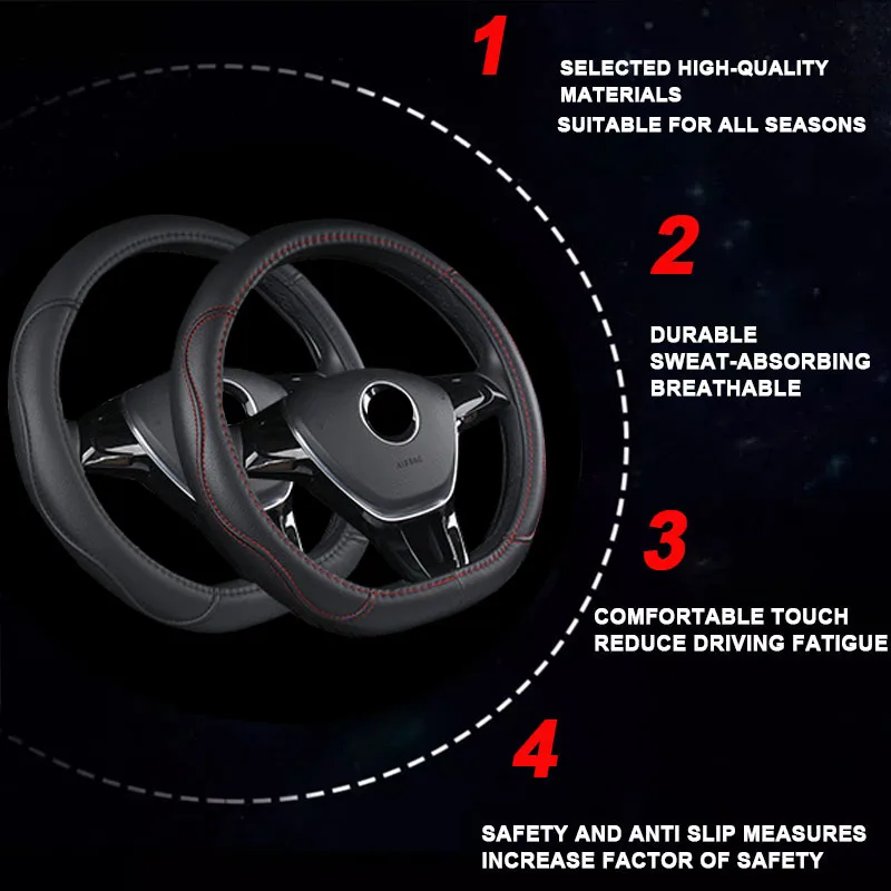 O/D Type Car Steering Wheel Cover Suitable for Chevrolet Chevy Bolt EV 2017-2024 Bolt EUV 2022-2024 PU Leather Auto Accessories view 5