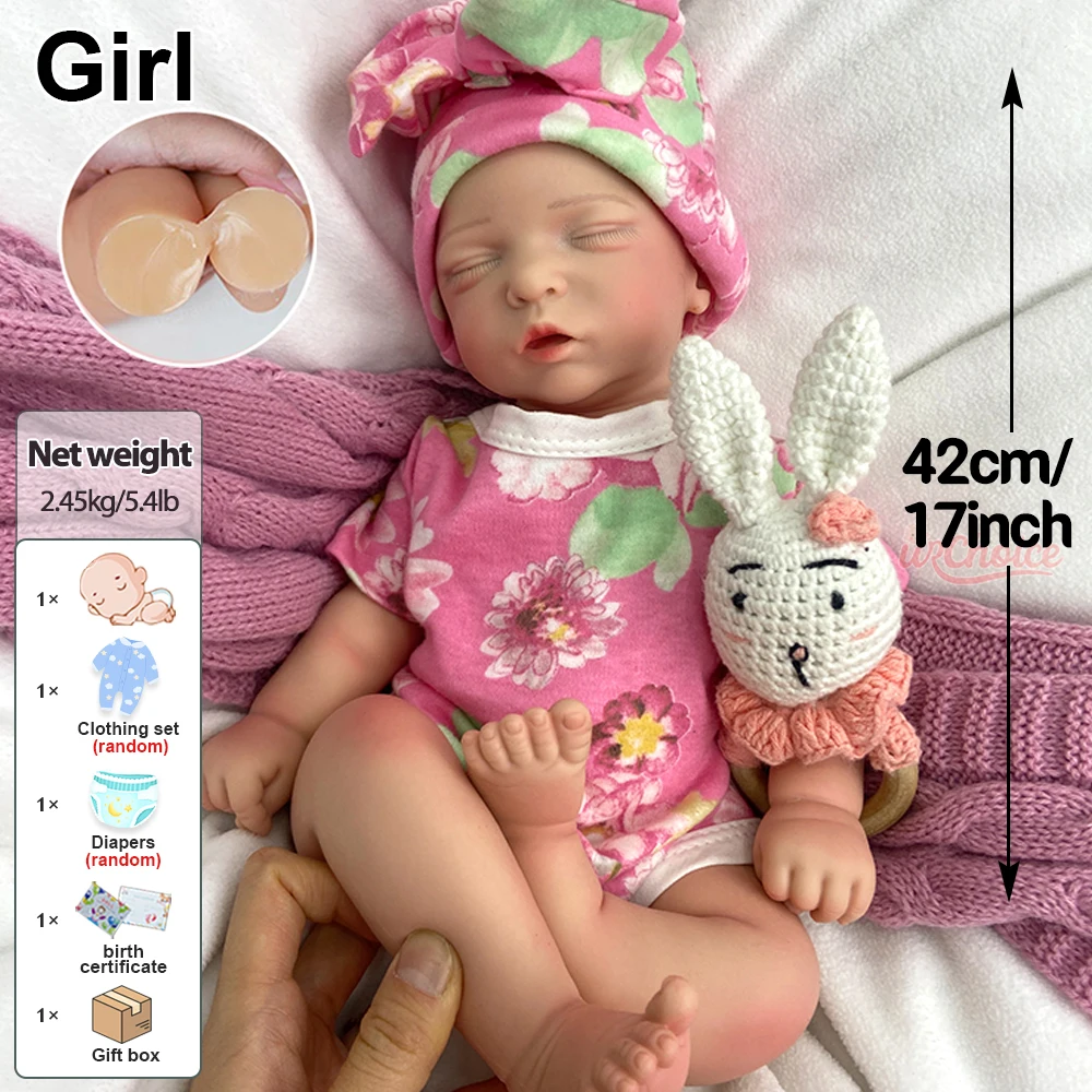 42cm pesado completo macio silicone renascido bebê menina artesanal veias visíveis boneca lavável para presente de Natal colecionável