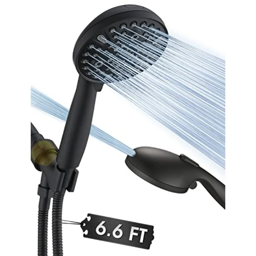 

High Pressure 10 Setting Handheld Shower Head 5" Detachable Showerhead Spray Built-in Power Wash to Clean Tub Tile and Pets 79"