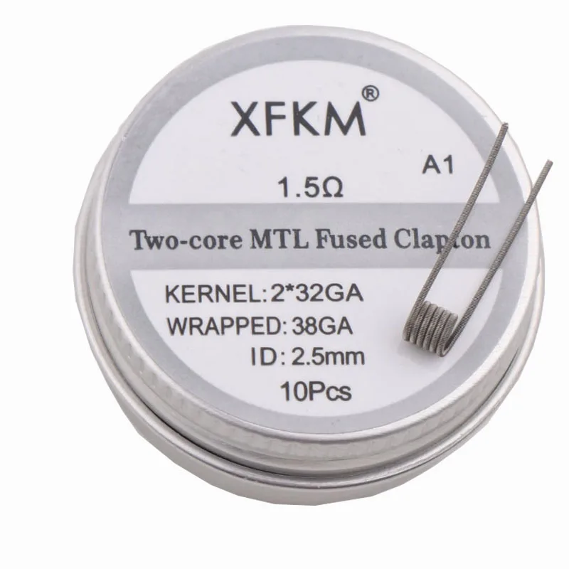 XFKM 10PCS/box NI80/A1/SS316L MTL Fused Clapton Prebuilt Coils Premade Coil for MTL RDA RTA  Mod Heating Wire