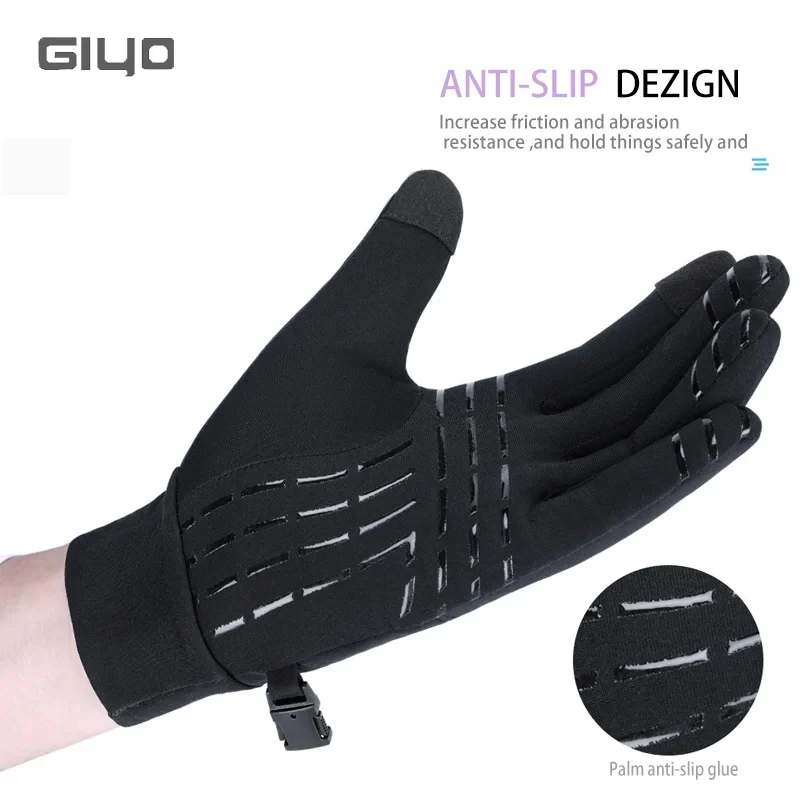 GIYO Winter Cycling Gloves Men Women Touch Screen Anti-slip Windproof Thermal Gloves Bicycle Outdoor Sports Full Finger Mittens