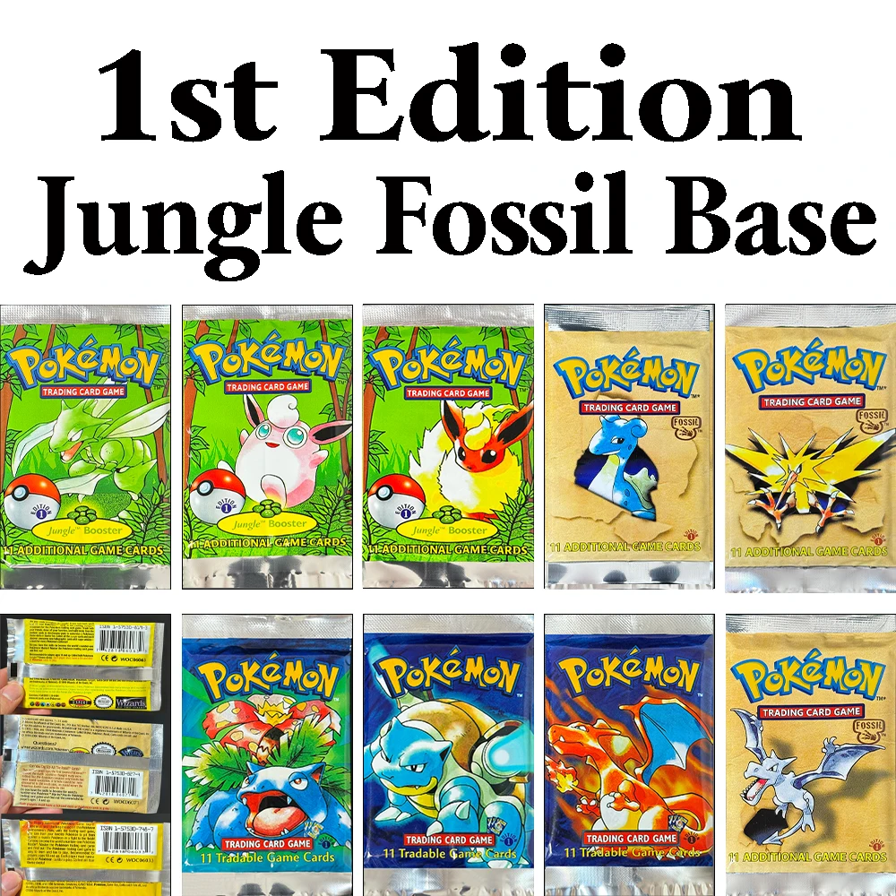 

Pokémon Booster Box Packs TCG 1st Game Cards Flareon Scyther Wigglytuff Charizrd Blastoise Venusaur Aerodactyl Lapras Zapdos