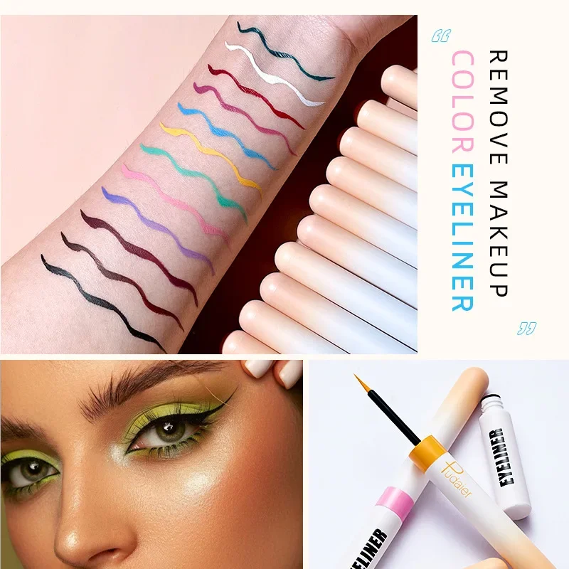 Pudaier 12 Color Liquid Eyeliner Matte Smooth Texture Waterproof Quick Dry Easy To Apply Fashion Design Colorful Eyeliner 3.5ml