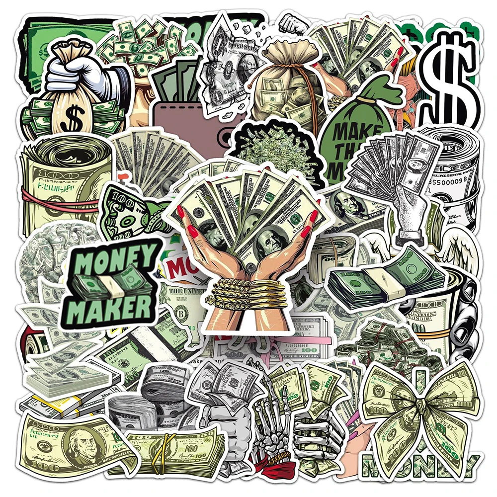 10/30/50 قطعة سلسلة المال الرائعة ملصقات الكرتون الدولار الشارات الكتابة على الجدران دفتر حقيبة الهاتف مضحك لاصقة تزيين اللعب هدية #4