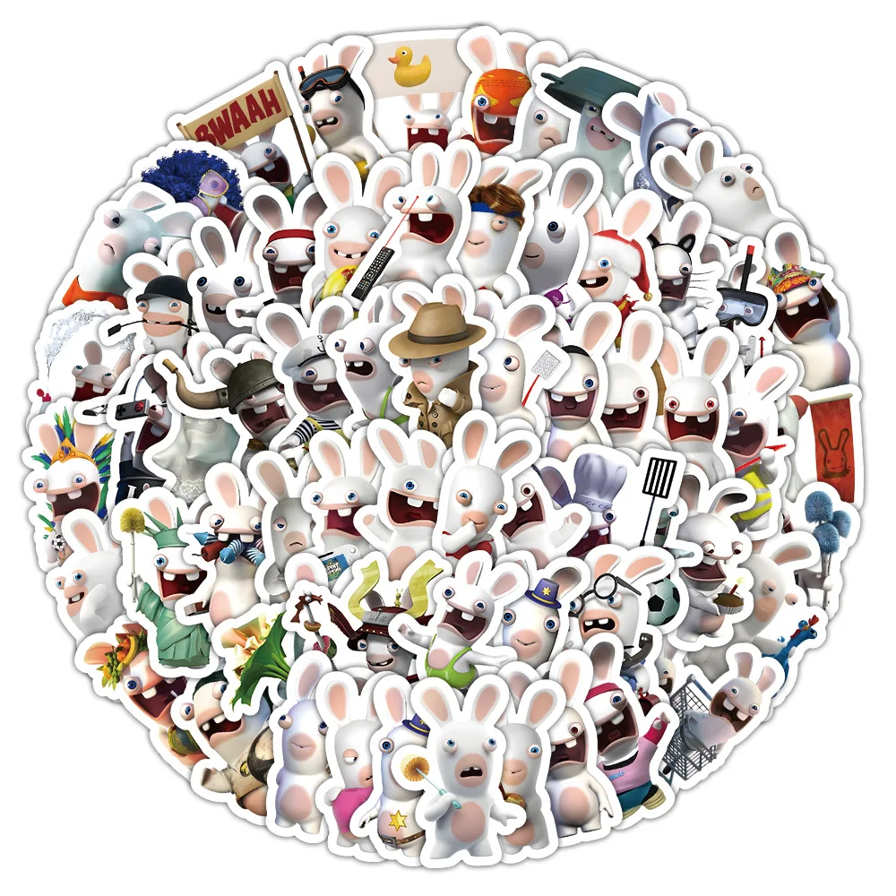 

100 crazy rabbit stickers cute funny stickers DIY decorative creative gifts for mobile phone tablet books