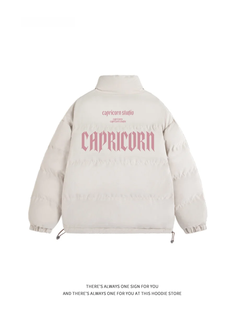 

Capricorn Lazy Cotton Jaet Thiened Autumn Winter New Sle Men's Stand Collar Bread Sle Slimming Coat Long Sve Zipper