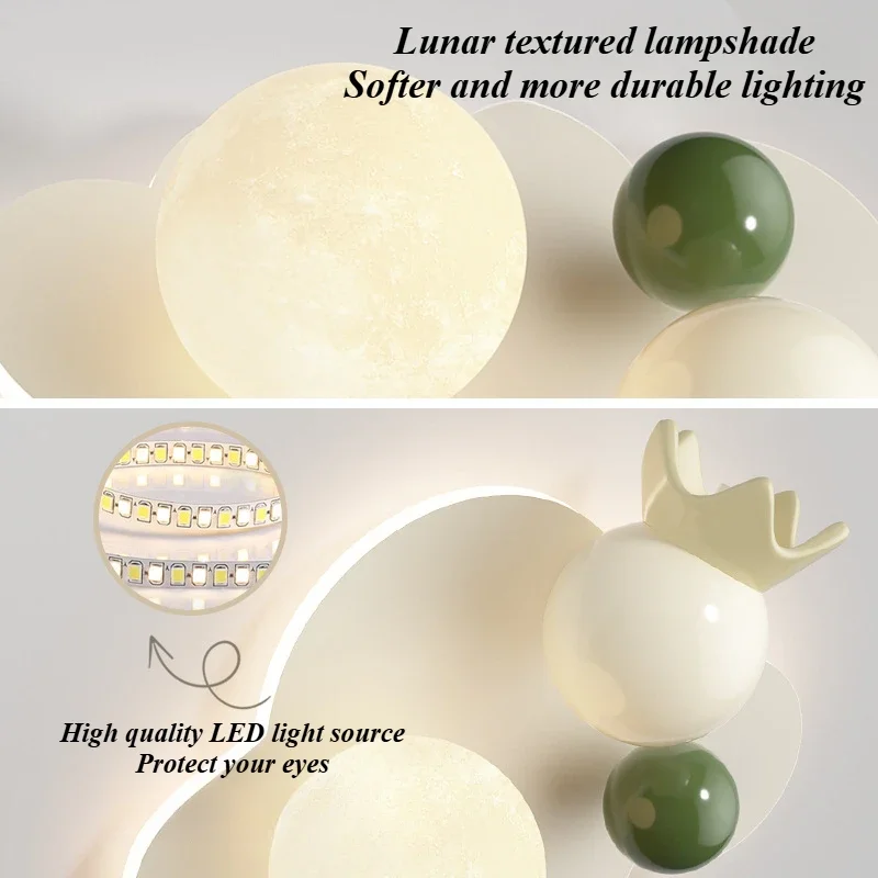 Nordic Spherical Wall Lamp Cloud Background Light LED Lighting Fixture For Home Decoration such as Bedroom Children's Room Study