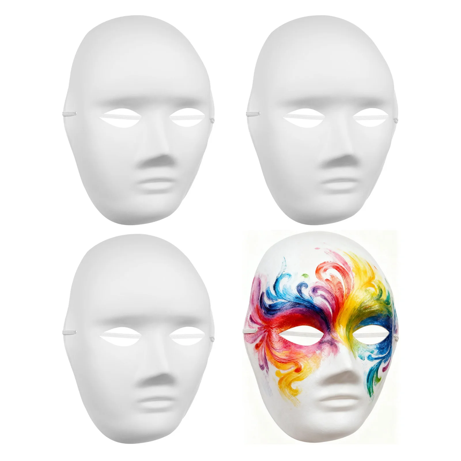 4Pcs Blank Masks White Paper Paintable Masks for DIY Masquerade Halloween Birthday Parties Blank Mask White Mask Costume