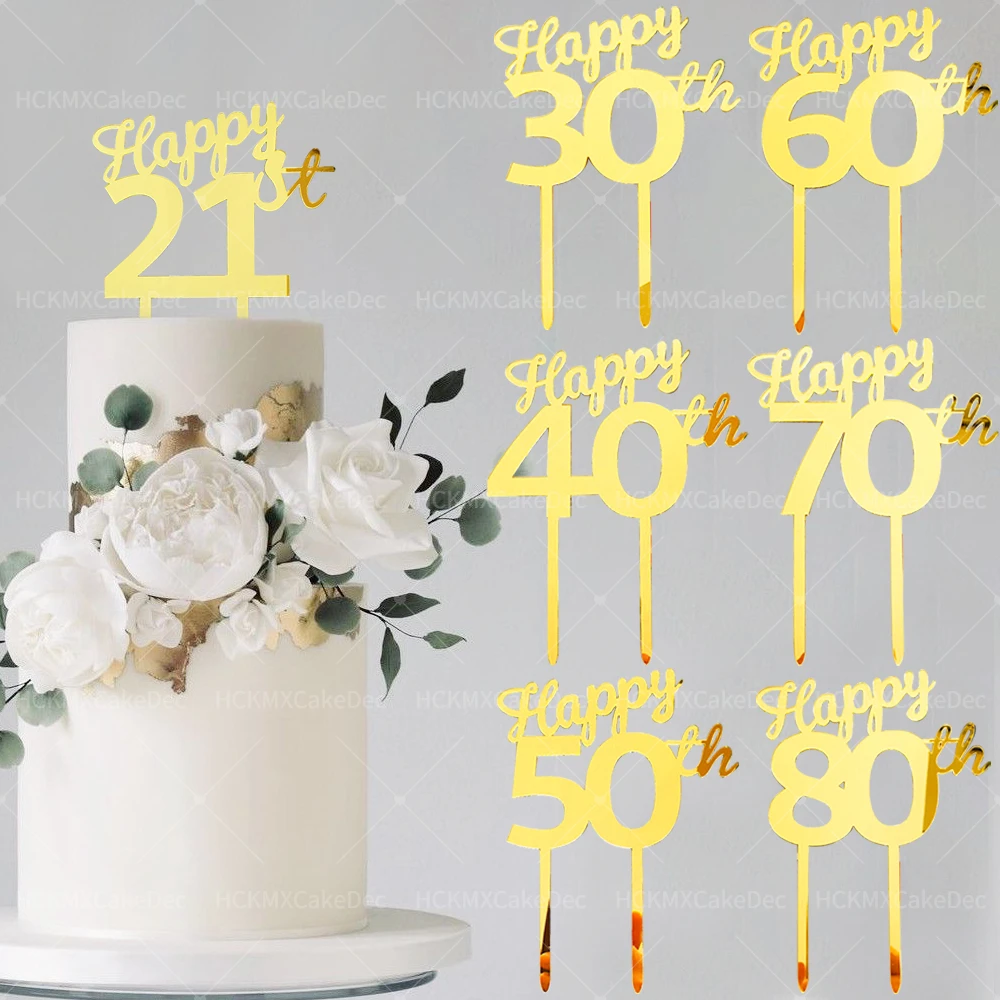 3 Stück Gold Acryl Nummer 18/21/30/40/50/60/70/80 Kuchen Topper für Geburtstag Hochzeit Party Kuchen Dekoration Lieferungen