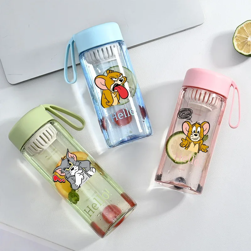 650ML Tom and Jerry Cartoon Leaking Cup Students Outdoor Sports Large Capacity Water Bottle Portable Plastic Water Bottle