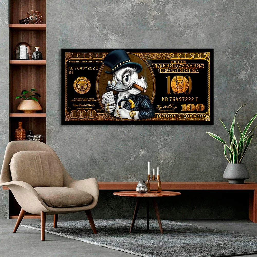 Popular Creative Cartoon Scrooge Dollar McDuck, HD Canvas Print Poster, Home, Living Room, Room Decoration Wall Art